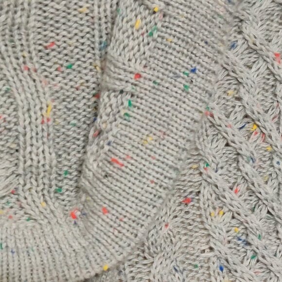 Joseph A. Cable Knit Gray Confetti Rainbow Cowl Neck Women's Sweater S Petite - Picture 4 of 7